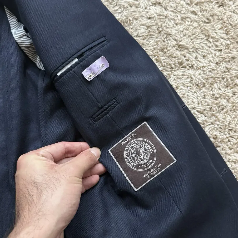 J. Crew Ludlow Legacy Blazer American Woolen Co. Navy Blue Suit Jacket Size 38S